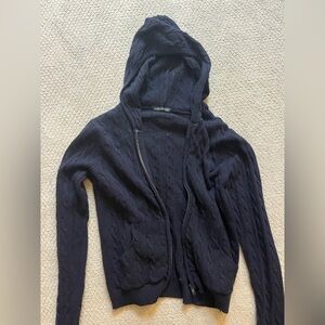 Brandy Melville Navy Cable Knit Hooded Sweater
